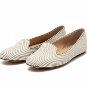 EUC Splendid Taupe Striped Size 6.5 Calf Hair Leather Trim Slip On Loafer Shoes!